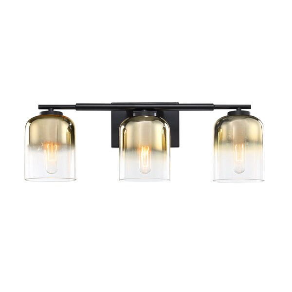 Designers Fountain Gatsby 24 in. 3-Light Matte Black Vanity Light with Gold Ombre Shades for Bathrooms D306M-3B-MB - main
